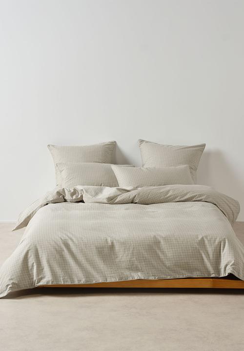 Volley Check Duvet Cover Set - Pebble