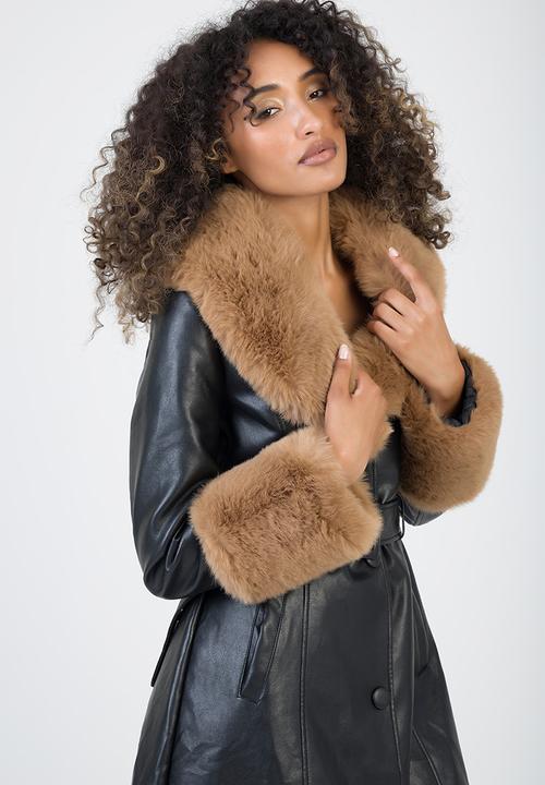 SISSY BOY - Deal Breaker Faux Fur-Trimmed Coat - Black/Brown