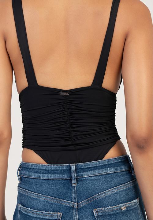 SISSY BOY - High Cut Bodysuit With Ruched - Black