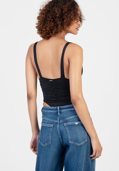 SISSY BOY - High Cut Bodysuit With Ruched - Black