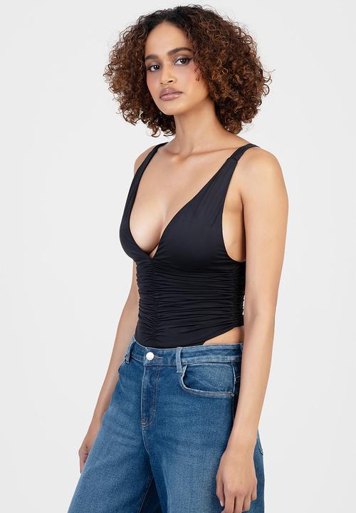 SISSY BOY - High Cut Bodysuit With Ruched - Black