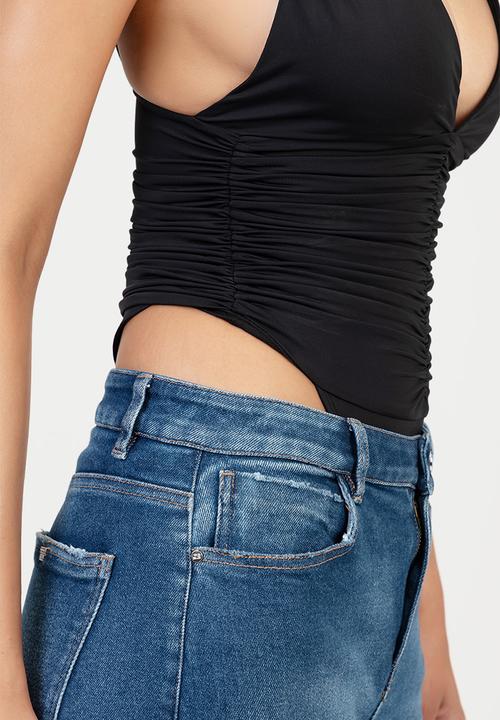 SISSY BOY - High Cut Bodysuit With Ruched - Black