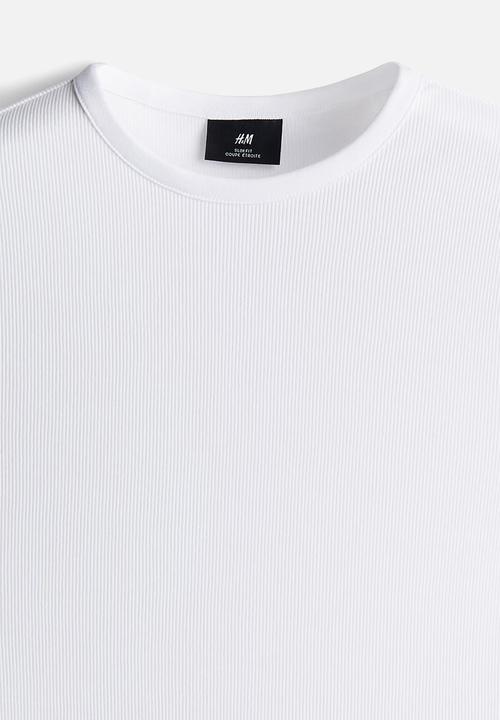 H&M - Slim fit ribbed t-shirt - white