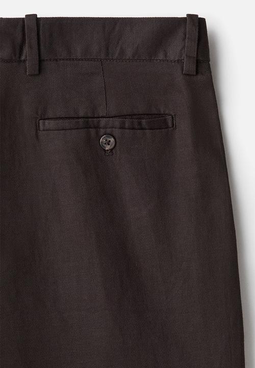 H&M - Relaxed fit linen-blend trousers - dark brown