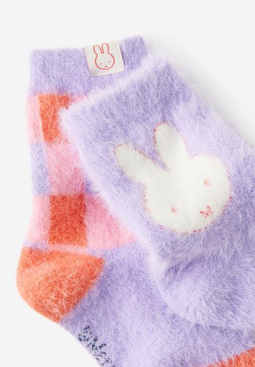 Cotton On - Kids Licensed Home Socks - Lcn Mif Miffy Gingham/Vintage Lilac