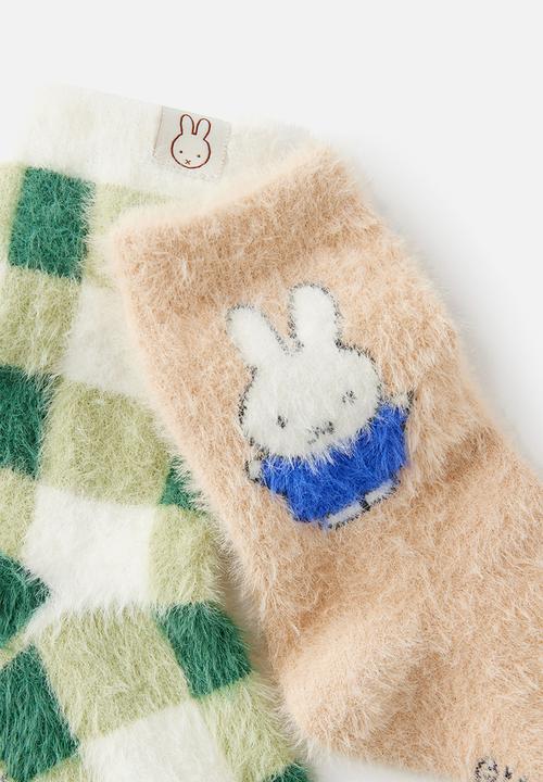 Cotton On - Kids Licensed Home Socks - Lcn Mif Miffy Gingham/Latte Cream