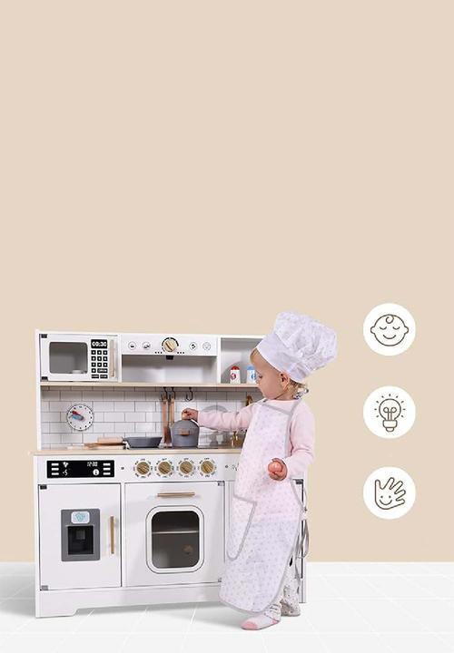 Greenbean Learning - Pretend Play Wooden Kitchen Set - white
