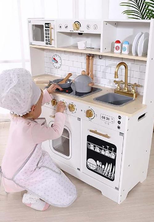 Greenbean Learning - Pretend Play Wooden Kitchen Set - white