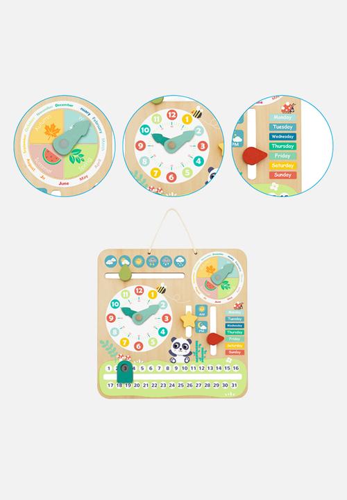 Greenbean Learning - Interactive Wooden Time and Seasons Calendar - multi