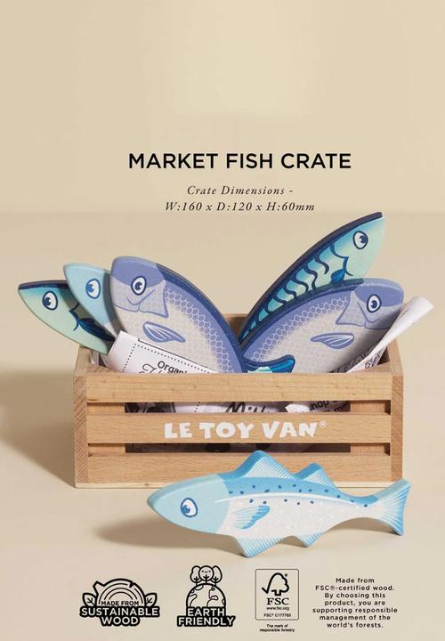 Le Toy Van - 8 Pcs Wooden Fish Food Crate - multi