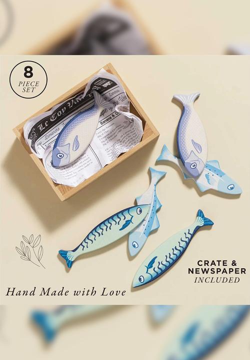 Le Toy Van - 8 Pcs Wooden Fish Food Crate - multi