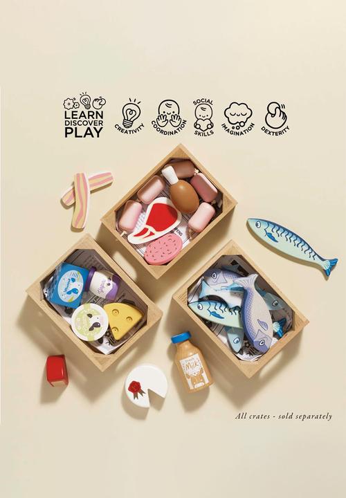 Le Toy Van - 8 Pcs Wooden Fish Food Crate - multi