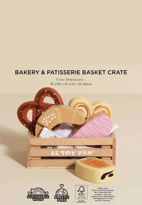 Le Toy Van - 7 Pcs Wooden Bakery & Patisserie Food Crate - multi