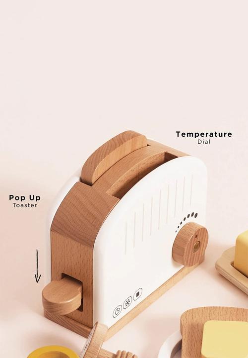 Le Toy Van - 12 Pcs Wooden Toaster & Breakfast Set - multi