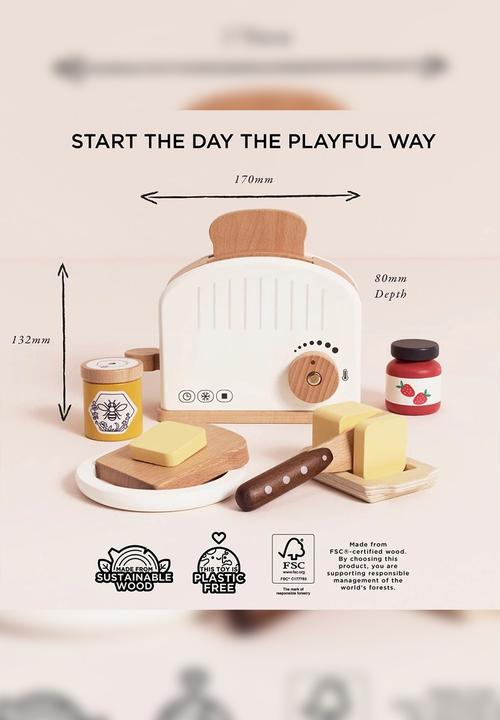 Le Toy Van - 12 Pcs Wooden Toaster & Breakfast Set - multi