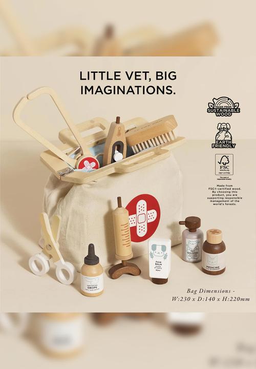 Le Toy Van - 10 Pcs Wooden Animal Vet Set - neutral
