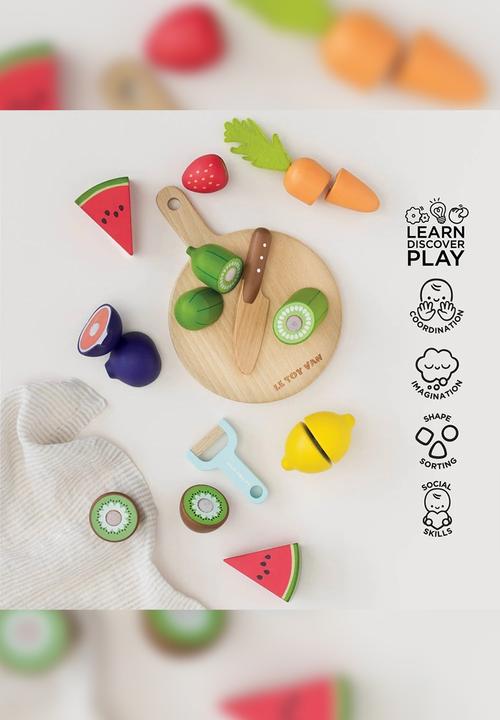 Le Toy Van - Wooden Chopping Board & Sliceable Play Food - multi