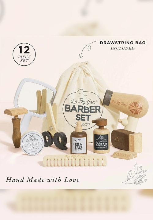 Le Toy Van - 12 Pcs Wooden Hairdresser and Barber Kit - neutral