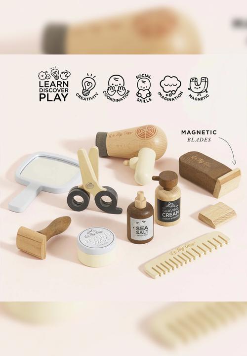 Le Toy Van - 12 Pcs Wooden Hairdresser and Barber Kit - neutral