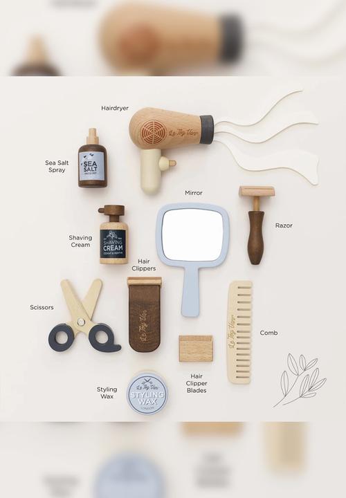 Le Toy Van - 12 Pcs Wooden Hairdresser and Barber Kit - neutral