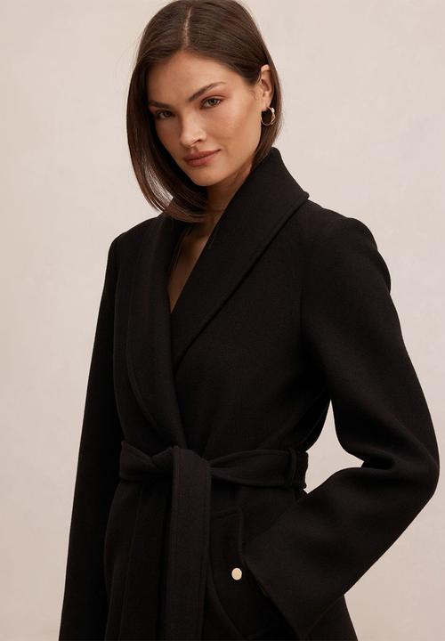 Forever New - Clarissa Wrap Coat In Black