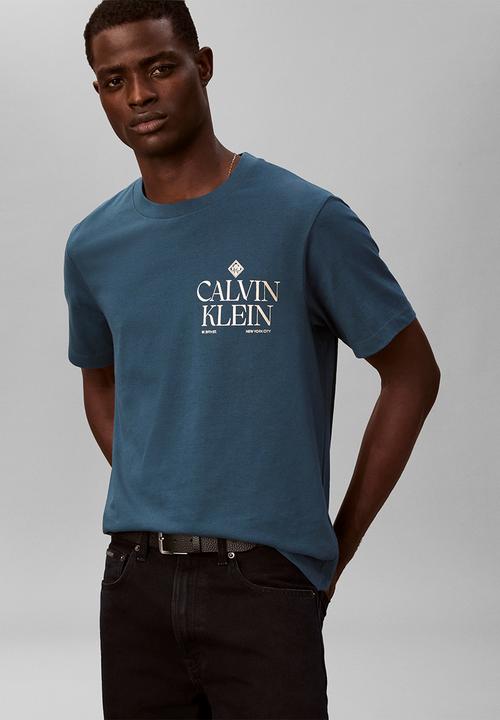 Calvin Klein - Ss 20S Calvin Roses Graphic Tee - Navy Teal