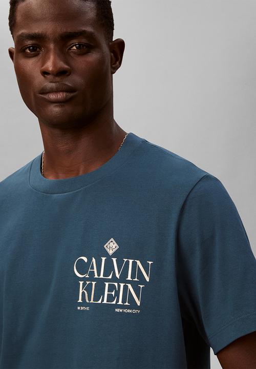 Calvin Klein - Ss 20S Calvin Roses Graphic Tee - Navy Teal