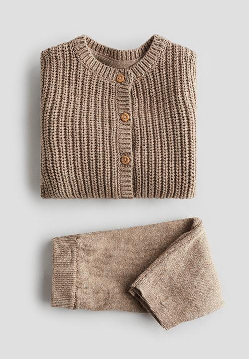 H&M - 2-piece cotton-knit set - beige