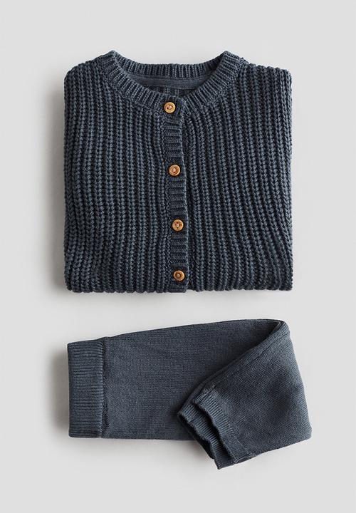 H&M - 2-piece cotton-knit set - steel blue