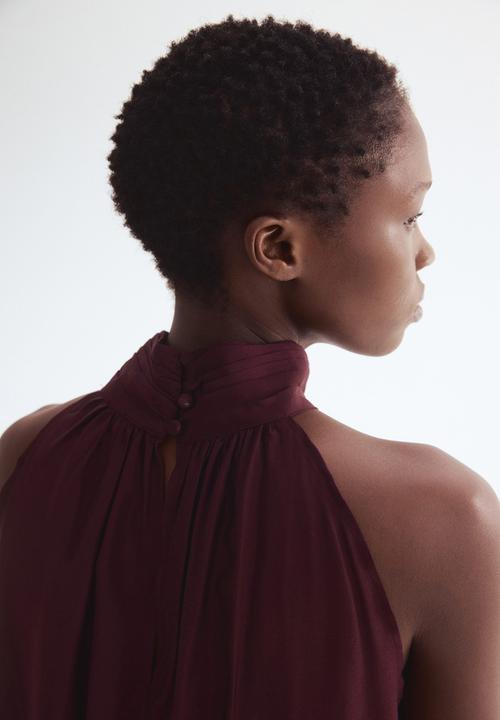 H&M - Draped-collar top - burgundy
