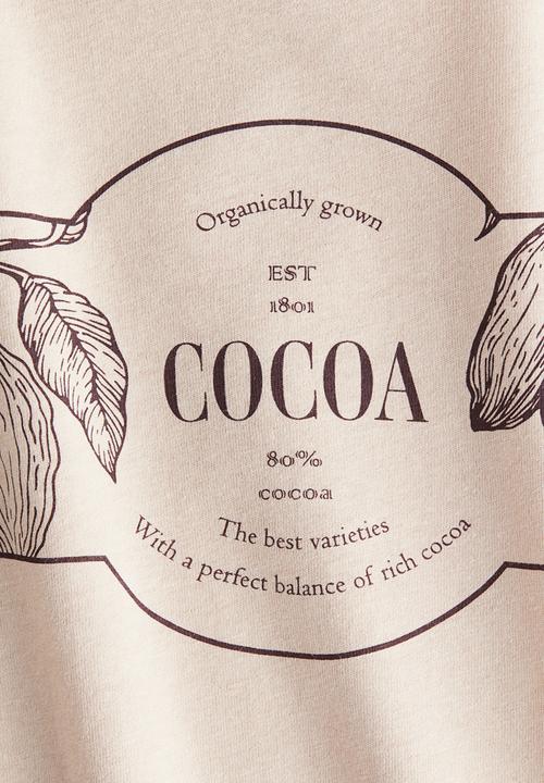 H&M - Motif-detail T-shirt - dusty beige/cocoa