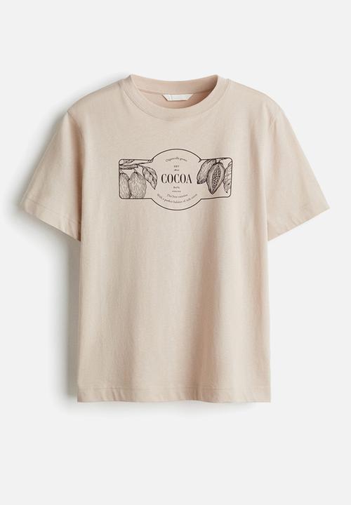 H&M - Motif-detail T-shirt - dusty beige/cocoa