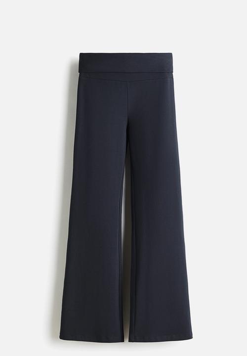 H&M - Foldover-waist cotton trousers - navy blue