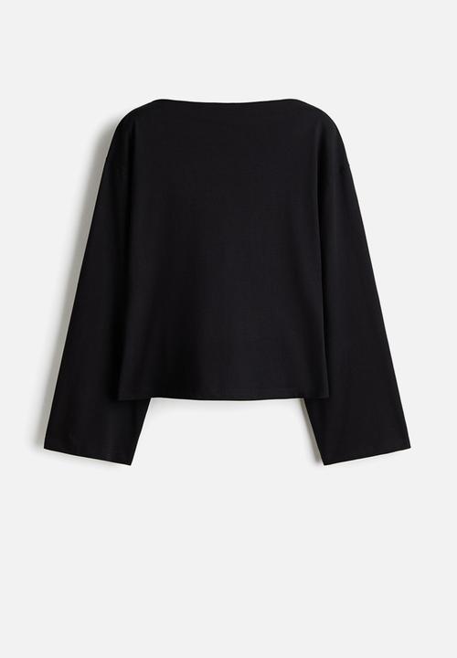 H&M - Boat-neck cotton top - black