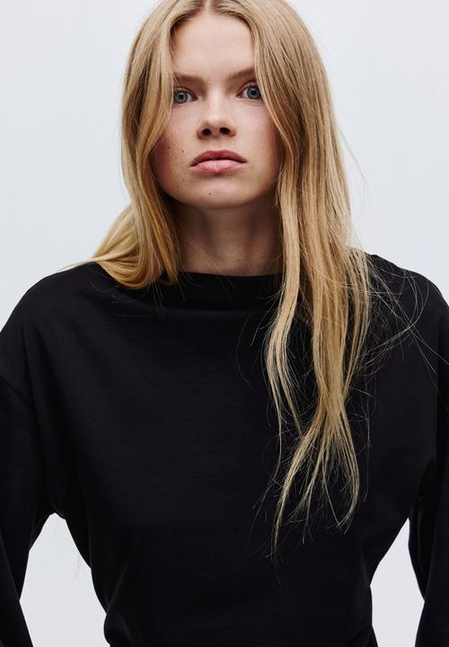 H&M - Boat-neck cotton top - black