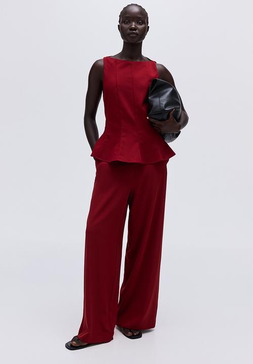 H&M - Wide trousers - dark red