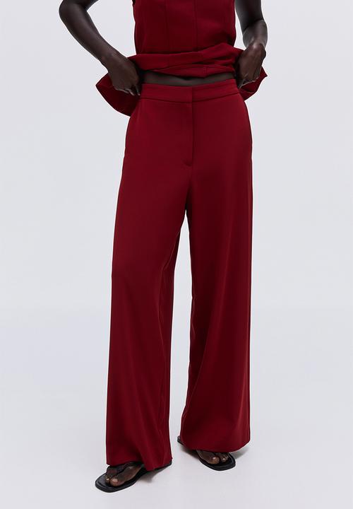 H&M - Wide trousers - dark red
