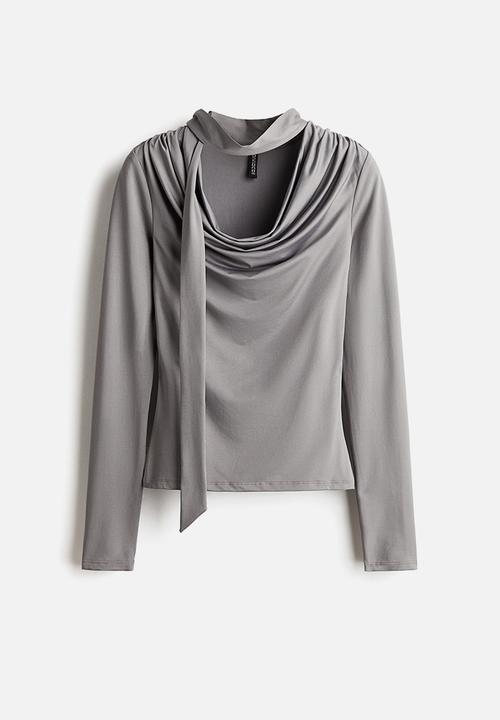 H&M - Scarf-detail top - grey