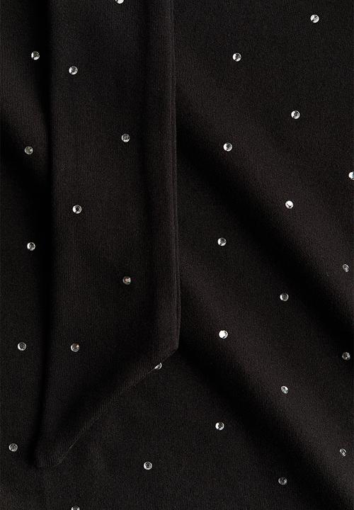 H&M - Scarf-detail top - black/spotted