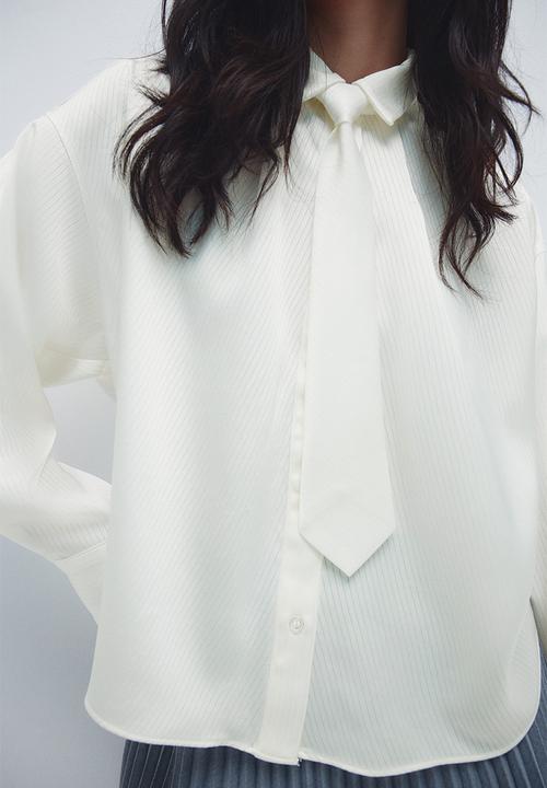H&M - Tie-detail shirt - white