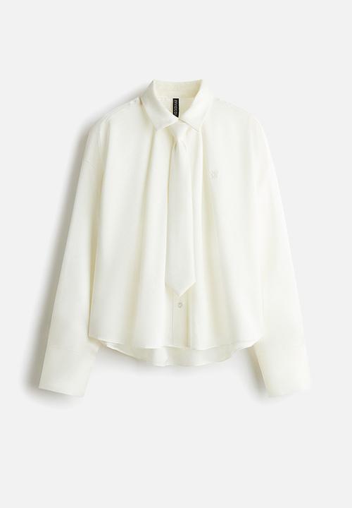 H&M - Tie-detail shirt - white
