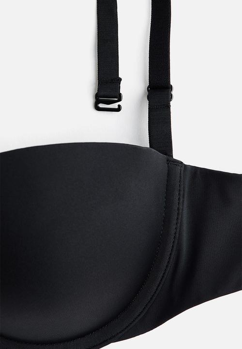 H&M - Push-up microfibre balconette bra - black