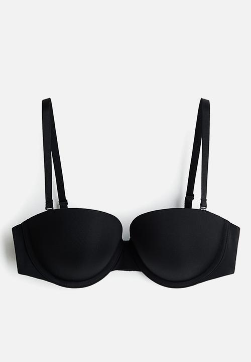 H&M - Push-up microfibre balconette bra - black
