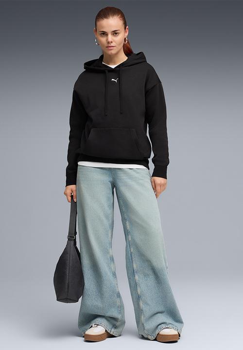 PUMA - Ess Centered Cat Logo Relaxed Hoodie Fl - Puma Black