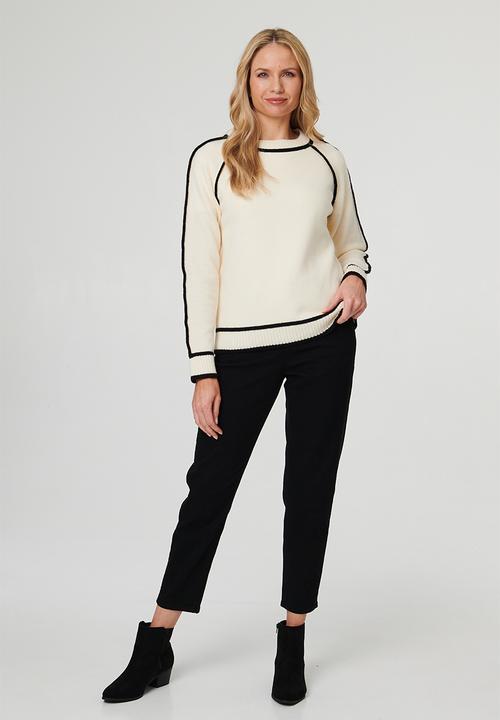 Stella Morgan - Long sleeve Raglan Sweater With Contrast Detail On Seams - Cream