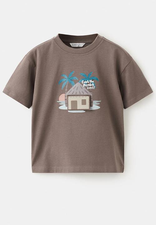 MANGO - T-Shirt CABIN - Dark Brown