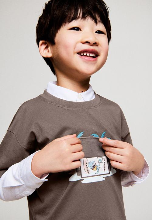 MANGO - T-Shirt CABIN - Dark Brown