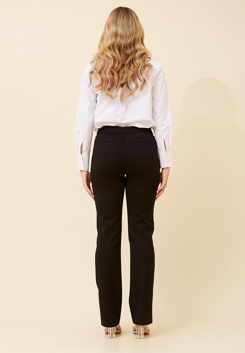 Stella Morgan - Mid Waist With Button Ponte Pant Straight Leg - Black