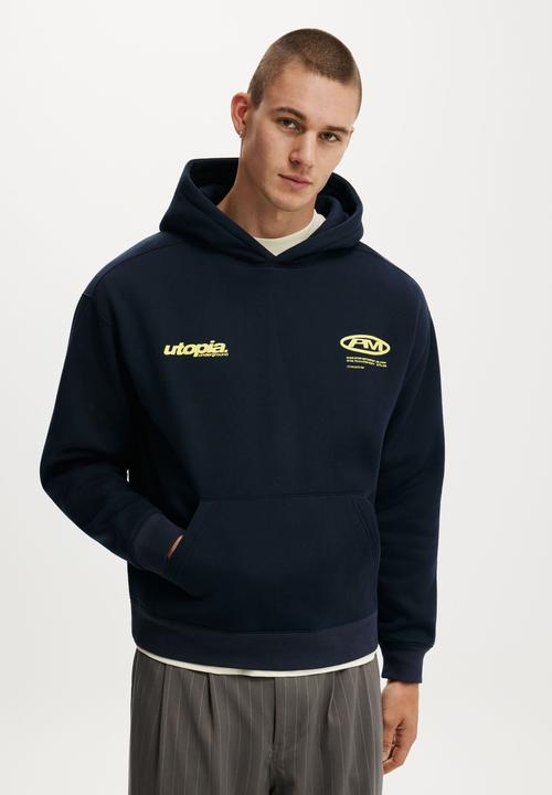 Box Fit Graphic Hoodie - True Navy / Utopia