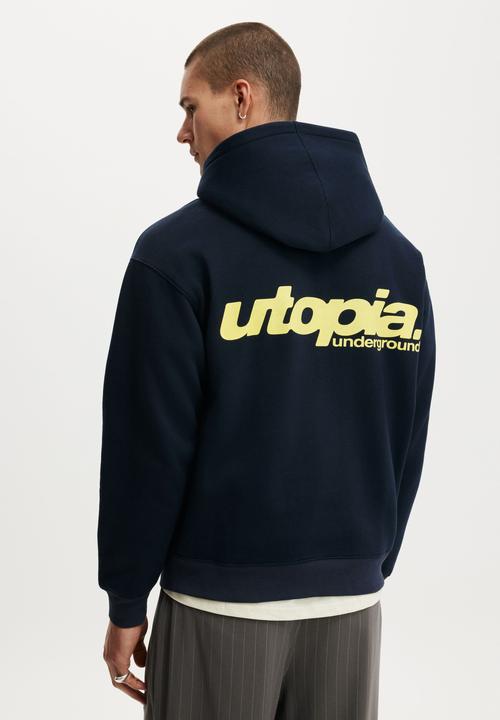 Cotton On - Box Fit Graphic Hoodie - True Navy/Utopia